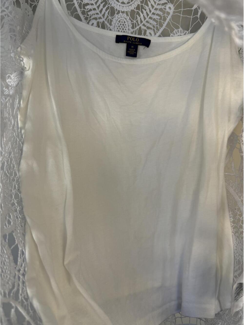 Polo Ralph Lauren white crochet top with white undershirt size Medium - Picture 4 of 7